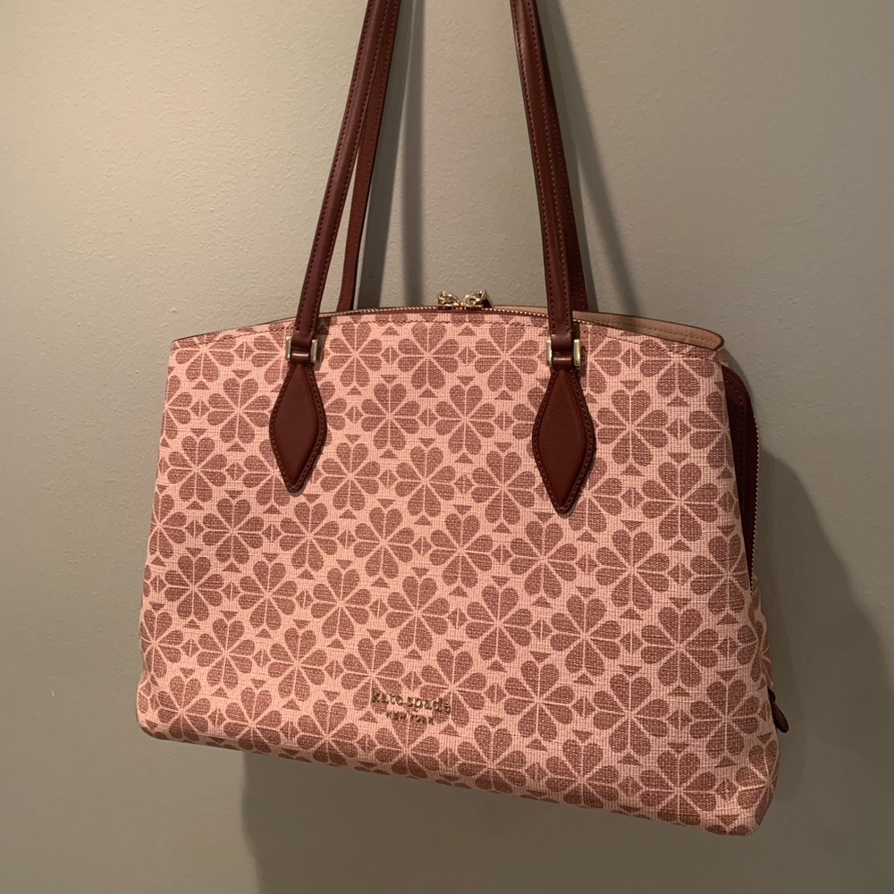 Kate Spade Spade Flower Coated Canvas Zeezee Large Work Tote Bag in Pink Multi